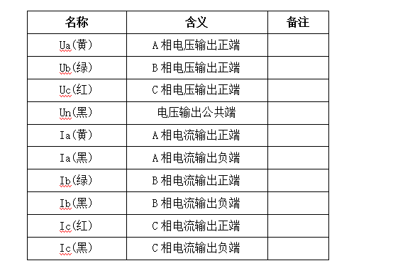 三相程控精密测试电源接线端子说明表